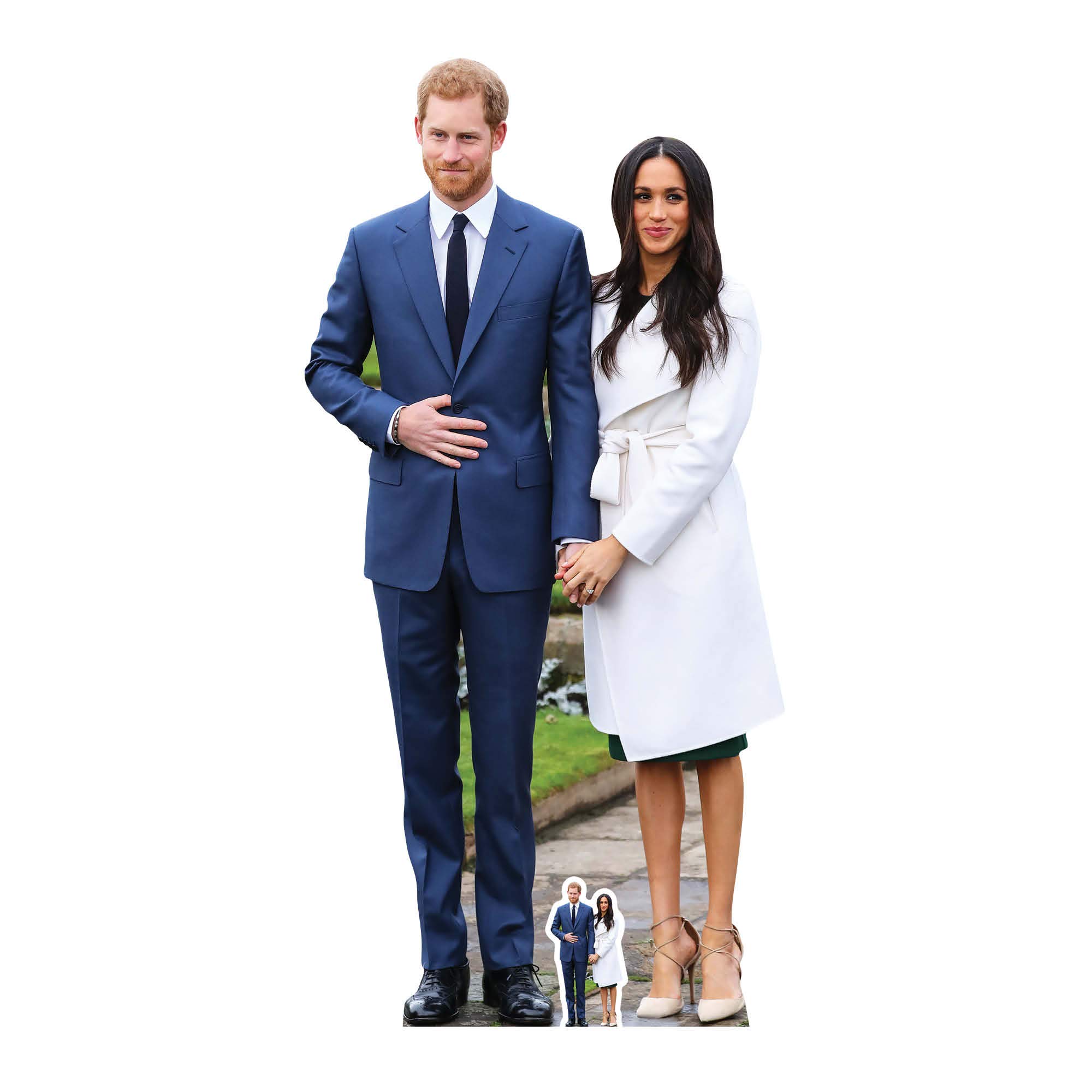 STAR CUTOUTS Life Size Cut Out with Mini Version of Prince Harry and Meghan Markle, Cardboard, Multi-Colour, 186 x 92 x 186 cm