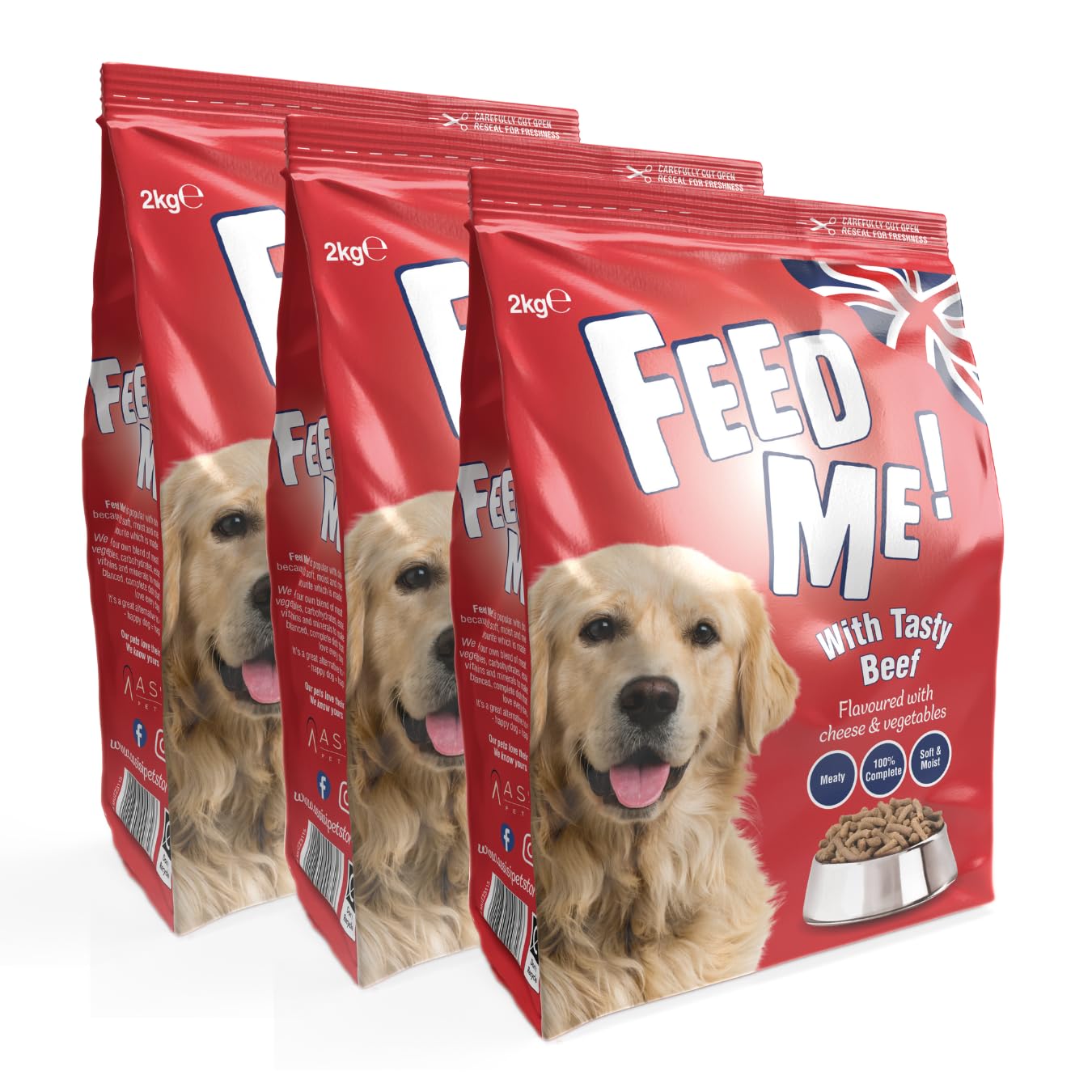 HiLife FEED ME! - Complete Dry Dog Food - Tasty Beef Cheese Vegetables - Soft, Moist & Meaty, 6kg