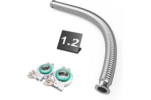 BROWNIAN MOTION TECHNOLOGY bmotiontech ISO-KF KF25 Corrugated Bellow Hose Set with 2X Aluminum clamp / 2X SS Centering Ring / 2X FKM O-Ring (1200mm appox. 4ft KF25)