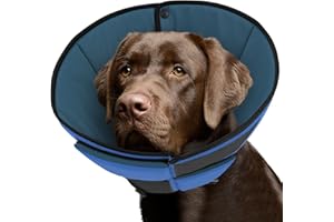 Queenmore Dog Cones for Large Dogs, Soft Dog Cone for Large Breeds, Cone for Dogs After Surgery, Adjustable Elizabethan Collar for Pet to Prevent Licking Wounds, Blue L