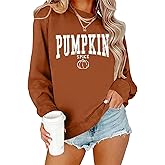 Zylkor Thanksgiving Pumpkin Sweatshirts Womens Pumpkin Letter Graphic Sweater Fall Thankful Long Sleeve Pullover Tops