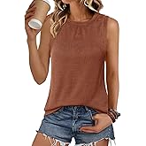 Bellcoco Womens Loose Fit Casual Flowy Tank Tops Crew Neck Trendy Textured Sleeveless Summer Tops Clothes Outfits 2026