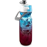 O2COOL Mist 'N Sip Misting Water Bottle 2-in-1 Mist And Sip Function With No Leak Pull Top Spout Reusable Sports Water Bottle - 20 oz (Ombre Prism Red)