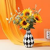 Black and White Decorative Vase for Home Decoration,Plaid Living Room Flower Vase Simple Modern Home Decoration Ornament Desktop Study Decorative Flower Arrangement