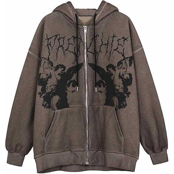 Amazon.com: Attria Women Y2K Zip Up Hoodie Fairy Grunge