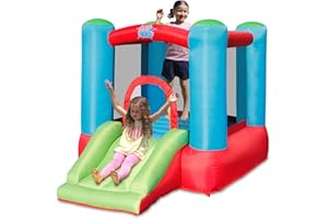 ACTION AIR Toddler Inflatable Bounce House w/Blower, Durable Sewn & Extra Thick for Indoor/Outdoor Fun with Slide