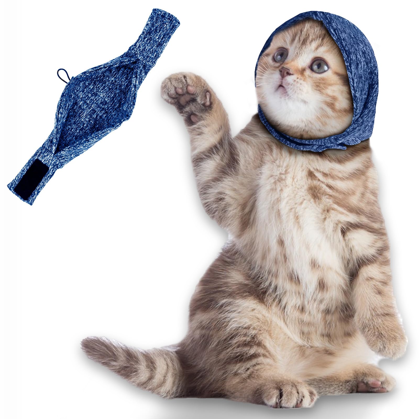 EASY JOY Adjustable Dog Snood, Adjustable Dog Ear Protectors, Ear Muffs for Dogs, Relieve Pet Anxiety, Blue S