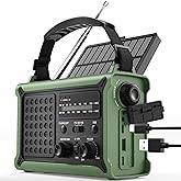 Emergency Radio Solar Hand Crank - Real 12000mAh Battery, 8500mm² Solar Panel, Enhanced AM/FM/NOAA Signal, Hi-Fi Sound, 5W Fl