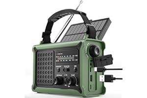 Emergency Radio Solar Hand Crank - Real 12000mAh Battery, 8500mm² Solar Panel, Enhanced AM/FM/NOAA Signal, Hi-Fi Sound, 5W Fl