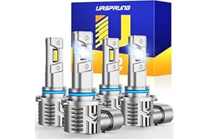 Ursprung 9005 9006 light Bulbs Combo,600% Brightness, 1:1 Size 9005/HB3 High 9006/HB4 Low Beam Bulbs, 6500K Cool White,Plug-N-Play, Halogen Replacement, Pack of 4