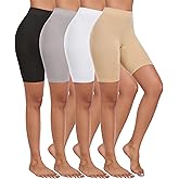 Okimay 4 Pack Slip Shorts for Under Dress Women Seamless Boyshorts Panties Anti Chafing Shorts
