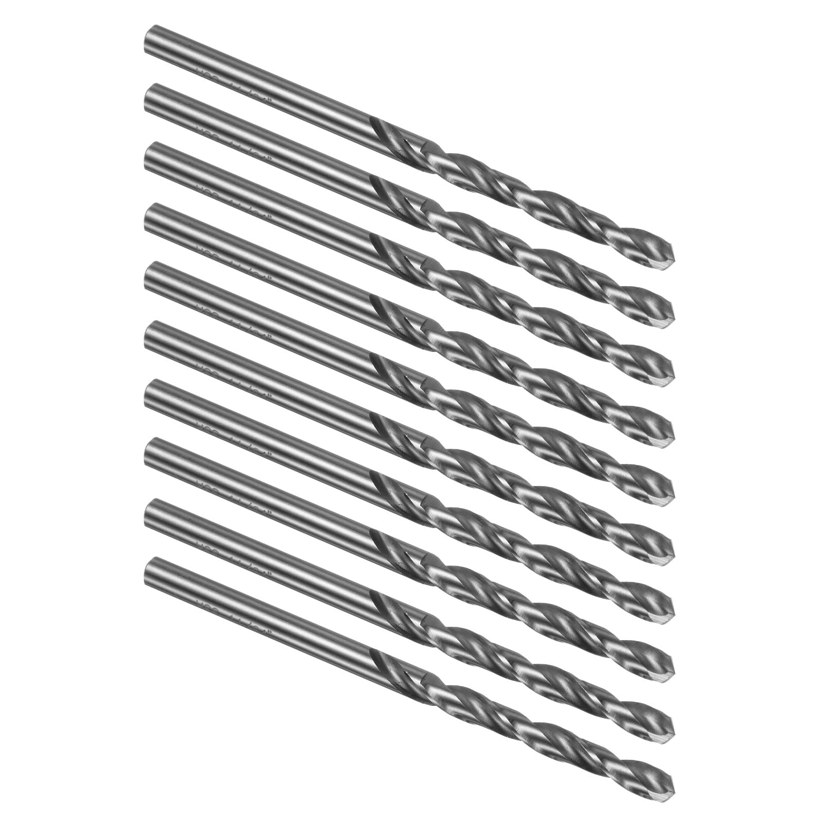 Kozelo 10PCS Twist Drill Bit - [3/16"] M2 High-Speed Steel Round Shank Jobber Bit Set White Gold for Metal Wood Plastic Steel Use, 60mm/2.36" Blade Length