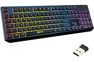 KLIM Chroma Wireless Gaming Keyboard RGB New - Long-Lasting Rechargeable Battery - Quick and Quiet Typing - Water Resistant B