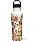 Corkcicle x Rifle Paper Sport Canteen - Keeps Drinks Cold 25 Hours - Stainless Steel - Triple-Insulated - Spill-Proof - Gift for Mom - Great for Mother's Day or Christmas - 20 oz - Garden Party Cream