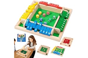 Shut The Box Game, Shut The Box-Wooden Dice Board Game, Upgraded Wooden Dice Games for 2-4 Players, Improves Mathematical Ski