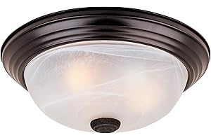 Designers Fountain 13 inch, Modern 2-Light Flush Mount Ceiling Light Fixture, Alabaster Glass Shade, for Bedroom, Hallway, Indoor Room Lighting, Durable Steel, Easy Install, Bronze, 1257M-ORB-AL