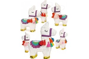 GIFTEXPRESS 6-Pack 8"x6" Mini Llama Pinatas- Small Birthday Party Favors, Cinco de Mayo, Fiesta, Gender Reveal, Taco Tuesday, Table Centerpieces, Classroom Decor, Mexican Fiesta Party Decoration