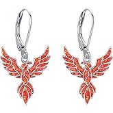 HKPATOP Phoenix/Horse/Flower of Life/Hummingbird/Butterfly/Dove Earrings Sterling Silver Opal/Turquoise Aniaml Dangle Drop Earring Aniaml Jewelry Gifts for Women