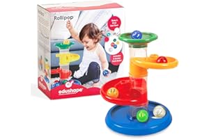 Edushape Rollipop Starter Marble Run STEM Baby Toy - Advanced Stacking Tower with 5 Balls for Child Development, Cognitive Development, Fine Motor Skills, Tactile Senses for Kids Aged 9 Months and Up