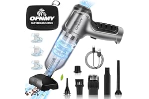 OFNMY Mini Car Vacuum Cleaner,15000PA High Power Vacuum Cleaner,3-in-1 Cleaner Vacuum Cordless,75000RPM Air Duster 4000mAh Battery Air Blower Wireless Handheld Vacuum for Car,Office and Home Cleaning