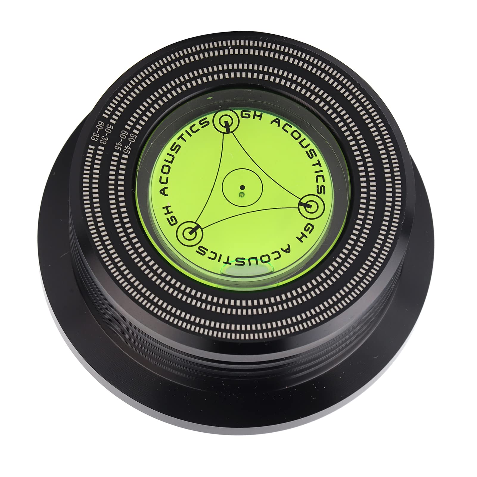 Record Weight Stabilizer,50/60Hz Record Weight Bubble Level Speed Detection Disc Record Stabilizer Clamp Made of Aluminum Alloy (Black)