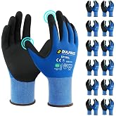 DULFINE MicroFoam Nitrile Coated 12 Pairs Work Gloves for Men Blue S | Strong Grip, Touchscreen, Seamless Nylon Knit, Ideal for General Purpose, Automotive, Home Improvement, Painting, Men &amp; Women