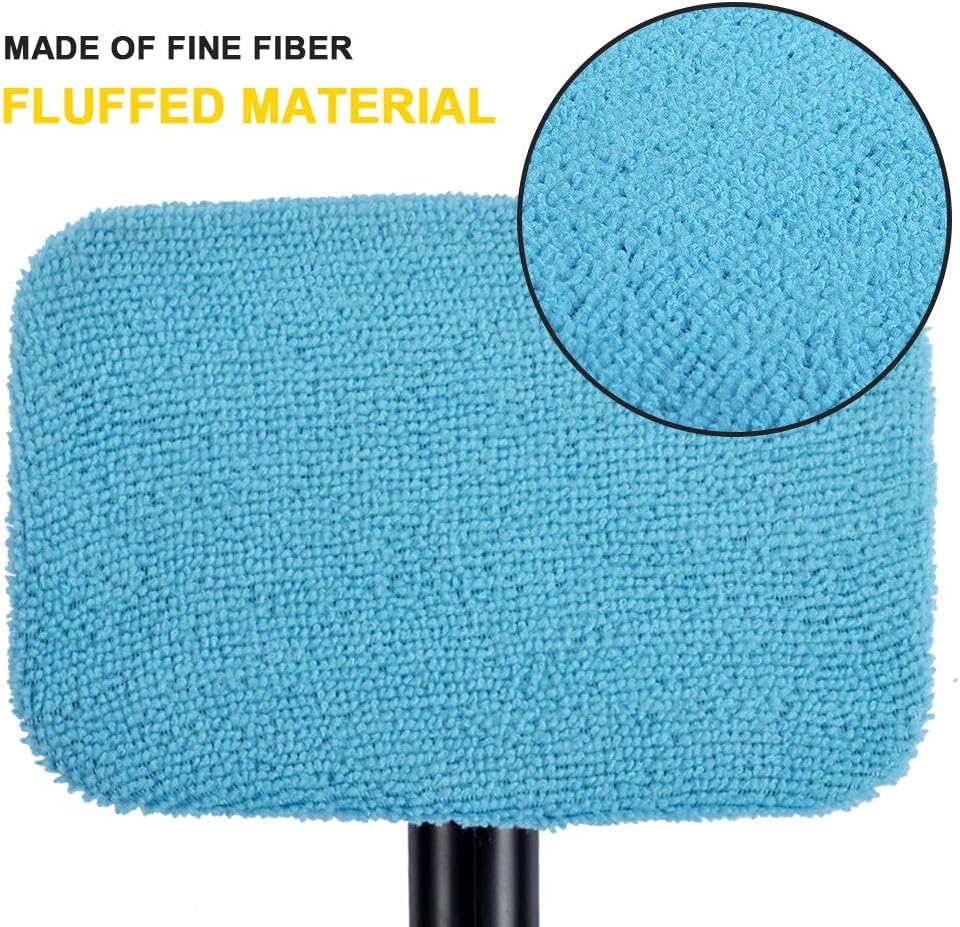 eFuncar Car Care Microfiber Cloths for Windshield Cleaning Tool, Windshield Cleanner Wand Replaceable Glass Cleaning Bonnets, Interior Auto Window Cleaner Washing Pads, Fit 5”, Blue, 5 Pack: Automotive