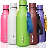 BJPKPK Insulated Water Bottles, 18 oz Stainless Steel Metal Water Bottle with Strap, BPA Free Leak Proof Jugs, Mugs, Flasks, Reusable Thermal Flasks for Sports & Travel, Green