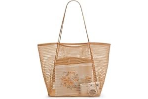 NLAND Mesh Beach Bag for Women Tote Bag for Picnic Travel Swimming Folding Shoulder Bag Waterproof Pool Bag