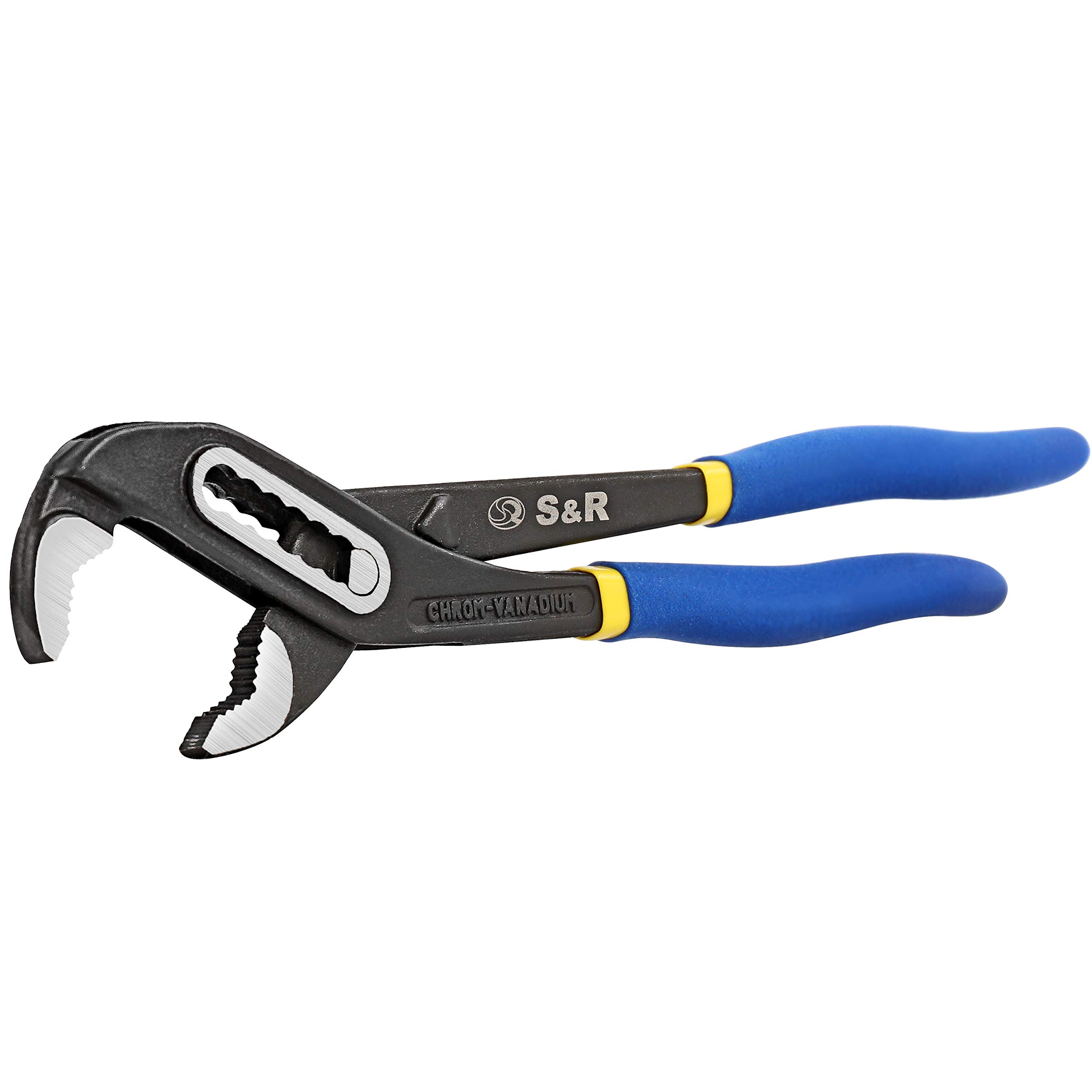 S&R Water Pump Pliers, Pipe Wrench 242 x 34 mm, CR-V Steel Phosphatised, Double Coated and Secure Handles