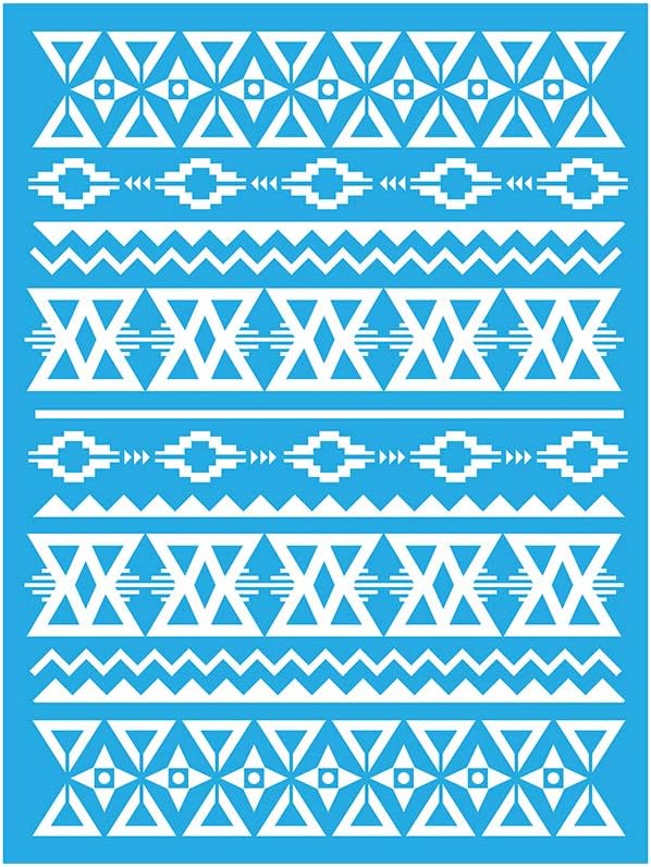 Americana Decor Aztec Pattern Mixed Media Stencil, Blue, 6 x 8-Inch