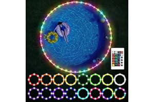 JESTOP 39.4ft Pool Lights for Above Ground Pools, Submersible LED Pool Lights, 16 Colors & 4 Modes String Light Plug in with Remote, for Bedroom Garden Wedding Christmas Holiday Dec