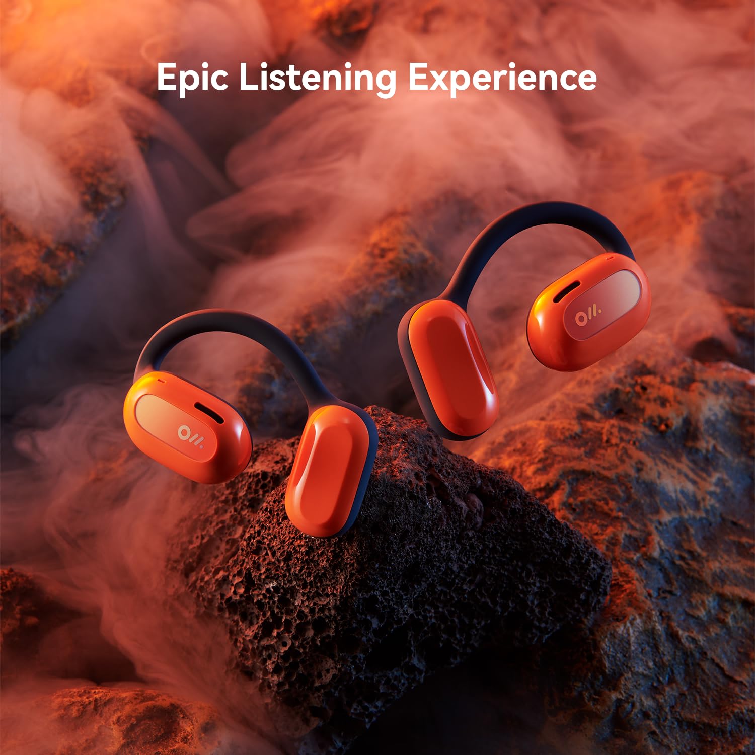 Oladance OWS1 Open Ear Headphones, Wireless Bluetooth 5.2 Headphones Air Conduction, Up to 16 Hours Battery Life with Carry Case, High Sound Quality with Dual 16.5mm Drivers Martian Orange