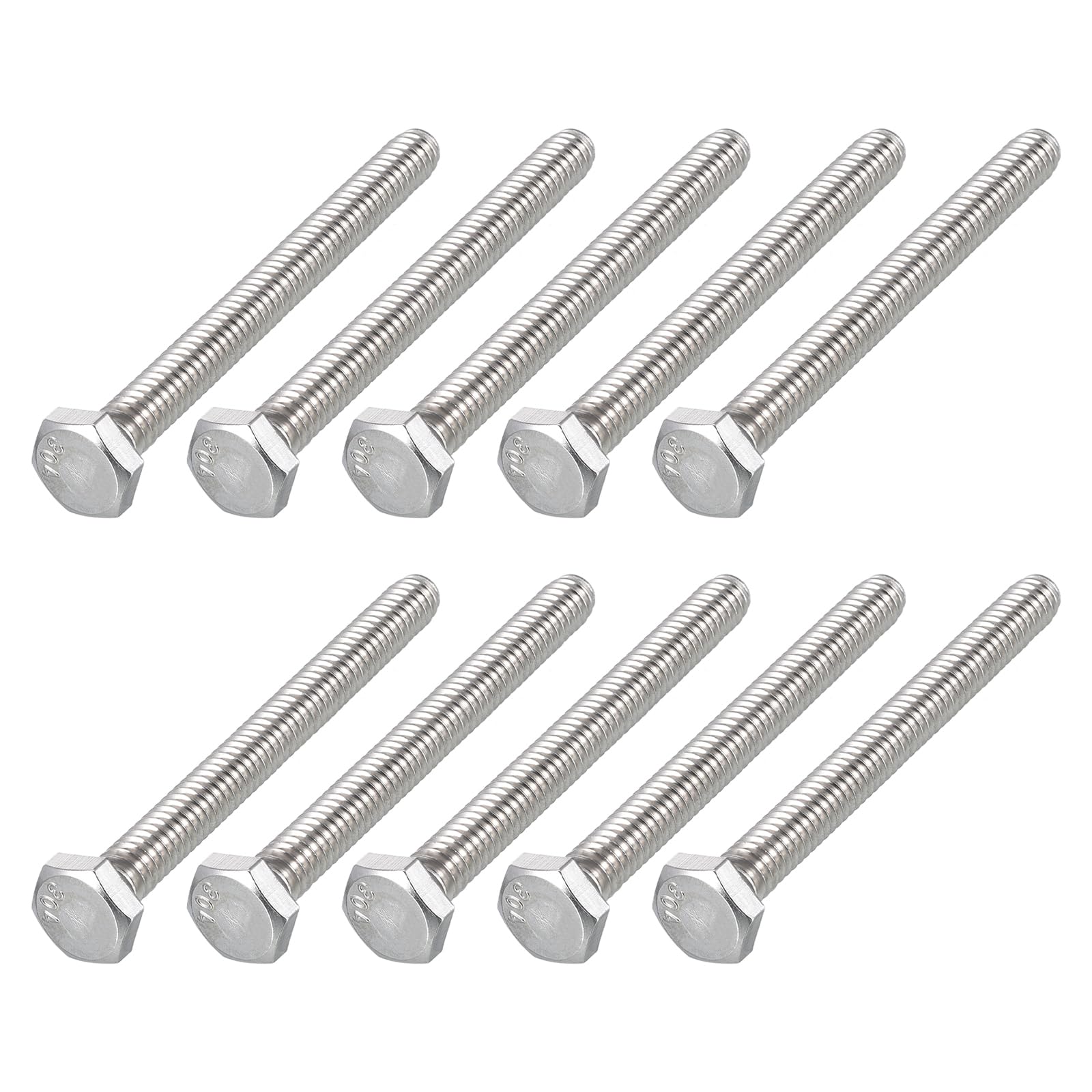 METALLIXITY Hex Head Bolts (1/4-20 x 2-1/2") 25Pcs, 304 Stainless Steel 18-8, Fully Threaded, External Hex Drive, Plain Finish, Hex Head Screw Bolt, Silver — image 1