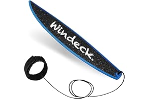 Windeck Finger Surfboard – Blue Bomber Mini Hand Surf Toy with Grip Tape & Leash | Finger Board for Kids, Skaters & Surfers | Air Surf Tricks Behind Car Window | Pocket-Size Road Trip Gift Toy