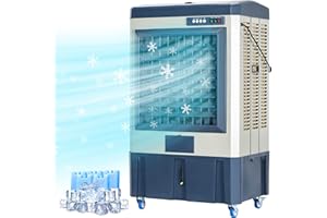 MEPTY 3531 CFM Evaporative Cooler, Portable Air Conditioner with Continuous Auto Fill,10.6 Gal Water Tank, Scroll Casters, 3 Speed Mode, Industrial Strength Swamp Cooler for Commercial, Outdoor Use