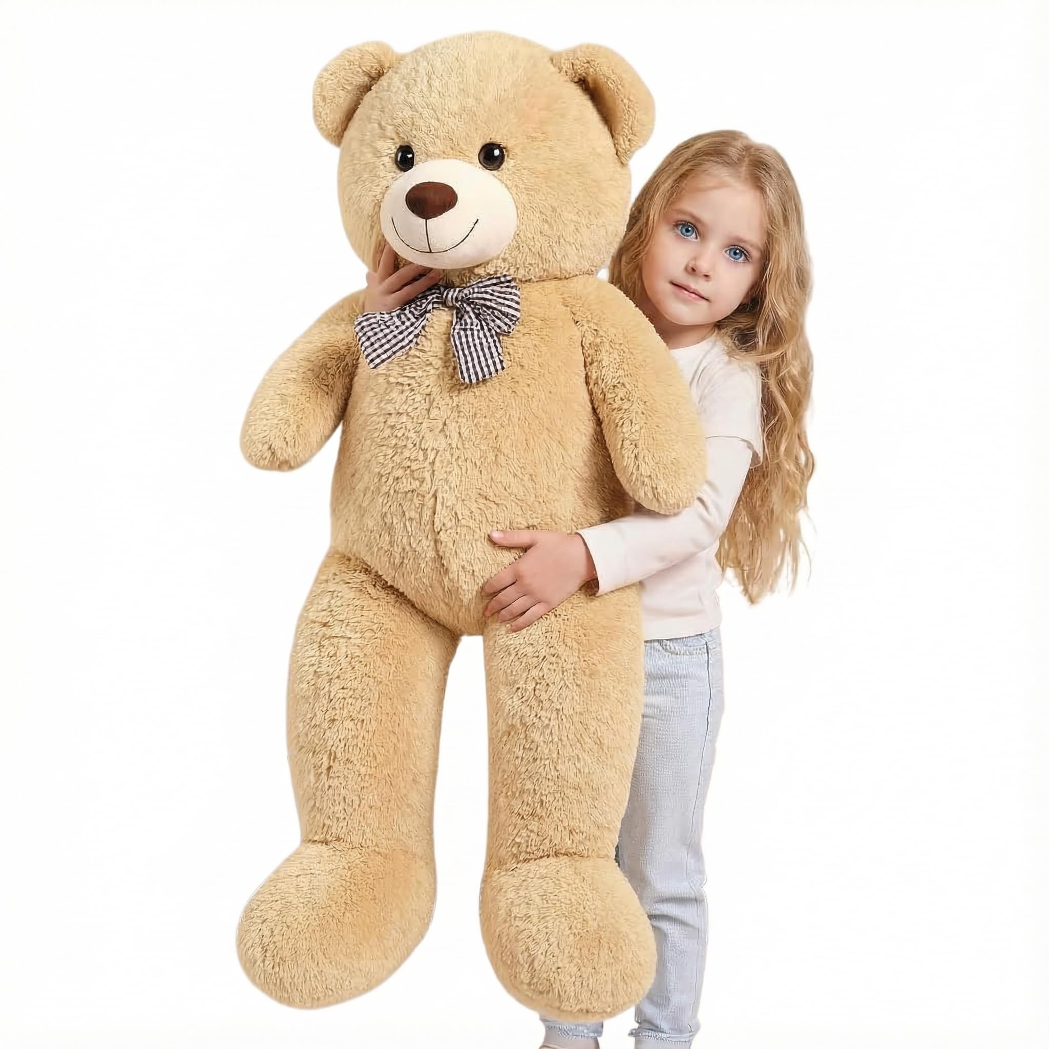 Photo 1 of 47 Inch Giant Brown Big Teddy Bear, Life Size Stuffed Animals, 4 Feet Light Brown Large Plush Toy for All Ages Kids, Girlfriend Boyfriend, Great Gift Idea for Birthday & Party Decorations