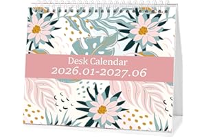 Koncci Desk Calendar from January 2026 to June 2027, 18 Months Standing Flip With Thick Paper, 8.5''x7'' Desktop Calendar wit