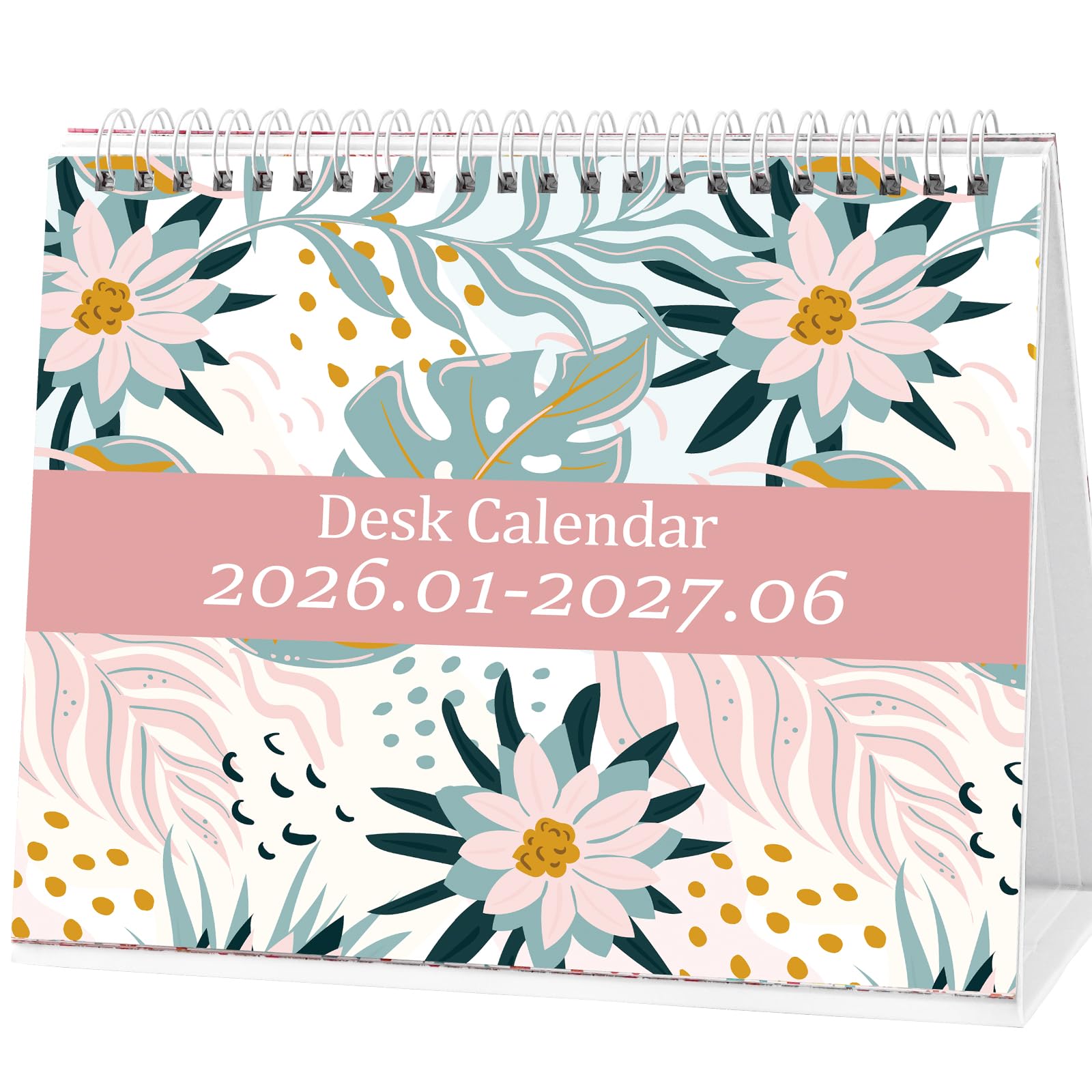 Koncci Desk Calendar 2026-2027, 18 Months from January 2026 to June 2027, 22 x 18cm Standing Flip Calendar with Thick Paper, Month to View with 234 Stickers for School Office Home