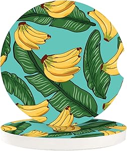 Banana Car Coaster Water Absorbing Ceramic Car Cup Coasters Absorb Spills to Keep Cupholders Clean, 2.56 inch, Set of 2