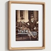 Heimlove 11x14 Picture Frames Natural Oak,Original Wood Hand Make Crafted Diploma Frame with Mat to 8x10 Graduation Picture Display,Family Picture,Wedding Picture,Photo,Certificate Wall Mounted