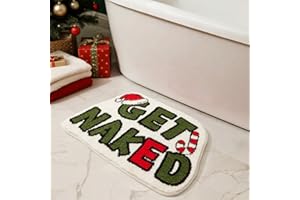 TYUU Get Naked Bath Mat, Christmas Bathroom Rugs Extra Soft Absorbent, Non Slip Washable Bathroom Mat Holiday Xmas Home Decor Indoor Bath Rug, Christmas-Themed Get Naked, 20"x30"