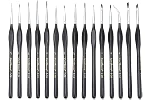 DAZZLEIMART 15Pcs Detail Paint Brushes Set, Art Painting Fine Detailing Miniature Paintbrushes Triangular Handles for Acrylic Oils Watercolor Gouache Small Scale Models Figurine Warhammer (Black)