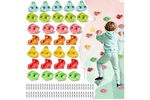 SREHRLY 30 PCS Large Rock Climbing Holds for Kids, Extra Large Climbing Rock Wall Grips, Adult Rock Wall Holds Rock Wall Climbing Kit with Hardware for Indoor and Outdoor Climbing Wall Holds（Pastel Color）