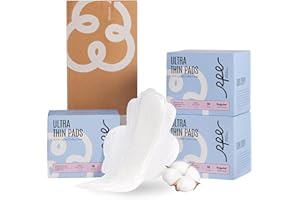 RPE LIFE 100% Organic Pads for Women 54ct, Ultra Thin Unscented Feminine Period-Pads with Wing, Regular Absorbency Sanitary Pad, Organic Cotton Pad Menstrual (Regular, Size 3, 54 Count)