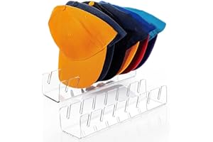 FREWAC Hat Stand for Baseball Caps, 2 Pcs No Install Acrylic Hat Organizer for 14 Baseball Caps, Hat Racks for Baseball Caps Display and Organizer for Bedroom, Closet, Dresser, Office (Color : Clear)