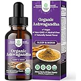 USDA Organic Ashwagandha Liquid Drops - Ashwagandha Root Extract for Stress and Mood Support - Delicious Pure Adaptogen Drops for Adults - Alcohol-Free Herbal Tinctures for Rest - 30 ml Bottle