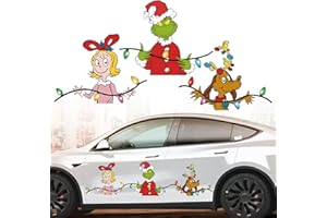 ONIBOGO Christmas Car Decals, Waterproof Cute Cartoon Christmas Car Stickers, Funny Holiday Decorations for Car Windshield Window Decals (Style B)