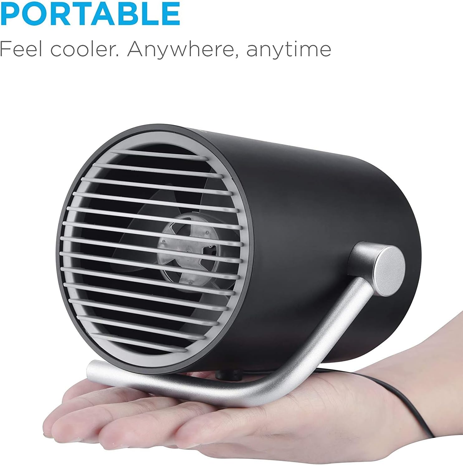 Fancii Small Personal Desk USB Fan, Portable Mini Table Fan with Twin Turbo Blades, Whisper Quiet Cyclone Air Technology - for Home, Office, Outdoor Travel (Black): Home & Kitchen