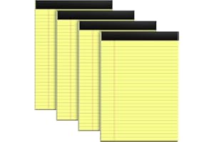 PINJINGPRO 4 Pack Yellow Notepads 8.5x11 Yellow Legal Pads 30 Sheets Perforated Yellow Pads Paper Wide Ruled Writing Pad 70gsm Premium Thick Paper Double-Sided Printing Note Pads for Students, Office, Business